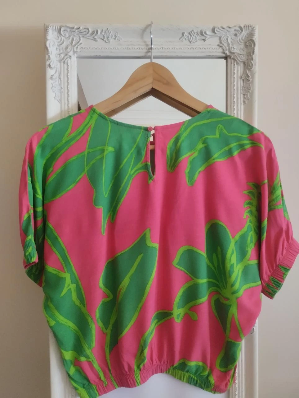 Desigual Tropical Tucanos Rosa Verde Blusa Oversized S – photo 9